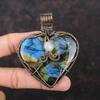 Labradorite Pendant Copper Wire Wrapped Gemstone Pendant Rainbow Moonstone Pendant Handmade Copper Jewelry Gift For Her Heart Design Pendant