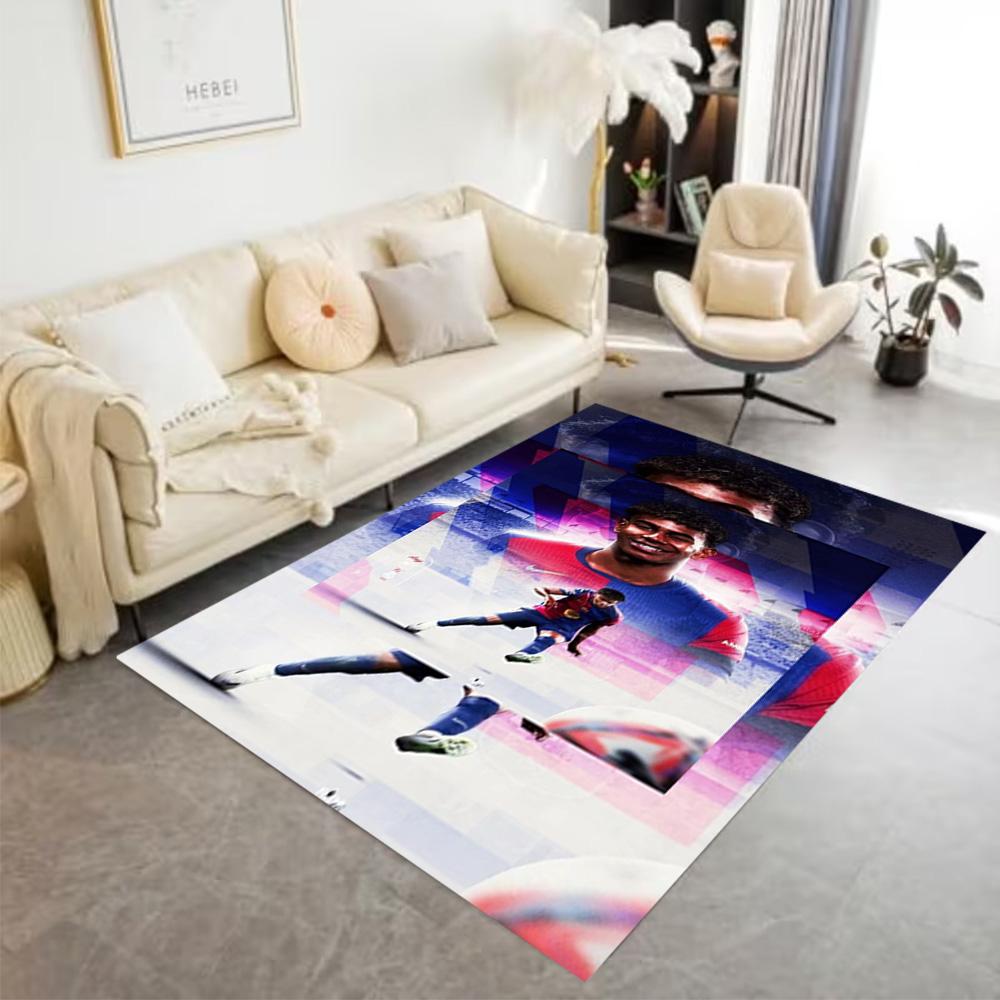 Lamine Yamal's Football Journey Area Rug Design for Dormitory Playrooms Foyer Outdoor Antislip Carpet Decorate Offices Gift for Festivals