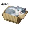Realistic Kitten Shelf Ornament Mini Cat Ornaments, Simulation Express Carton with Resin Figurines, Cute Small Statue for Car Desktop Dashboard Decor,