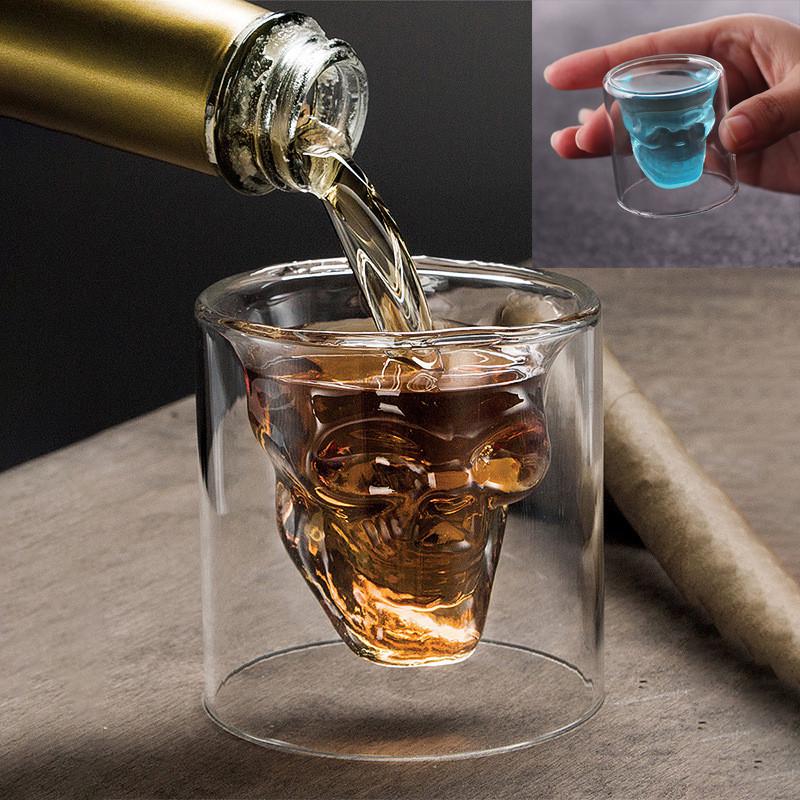 25ml Transparent Crystal Skull Head Glass Cup Bar Club Fashion Double Layer Wine Glass
