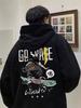 Мужская худи в хип-хоп стиле streetwear с модным принтом медведя, повседневного и свободного кроя, подходит для повседневной носки и занятий спортом.