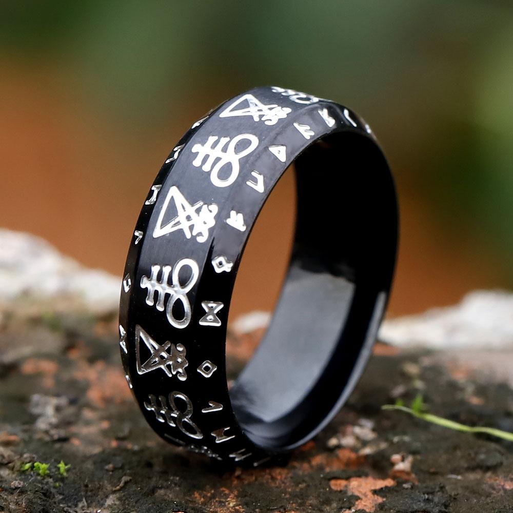 2022 НОВЫЕ Винтажные Готические Печатка Люцифера Сатаны Печать Сатаны Перстни-печатки Панк Перстни-печатки из Нержавеющей Стали Мужские и Женские Языческие Украшения