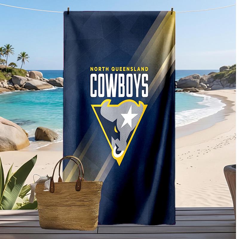 Пляжное полотенце с принтом North Queensland Cowboys Мягкое Портативное Быстросохнущее?Сухое полотенце для бассейна, летнего отпуска, активного отдыха на природе