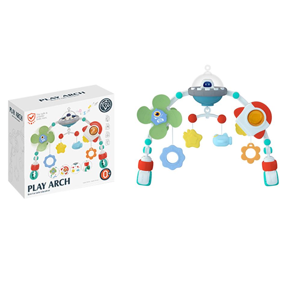 Игрушки-дуга для детской коляски, музыкальные вращающиеся подвески для кроватки, игрушки для развития мелкой моторики, сенсорного развития, игрушки-дуга для автокресла для малыша