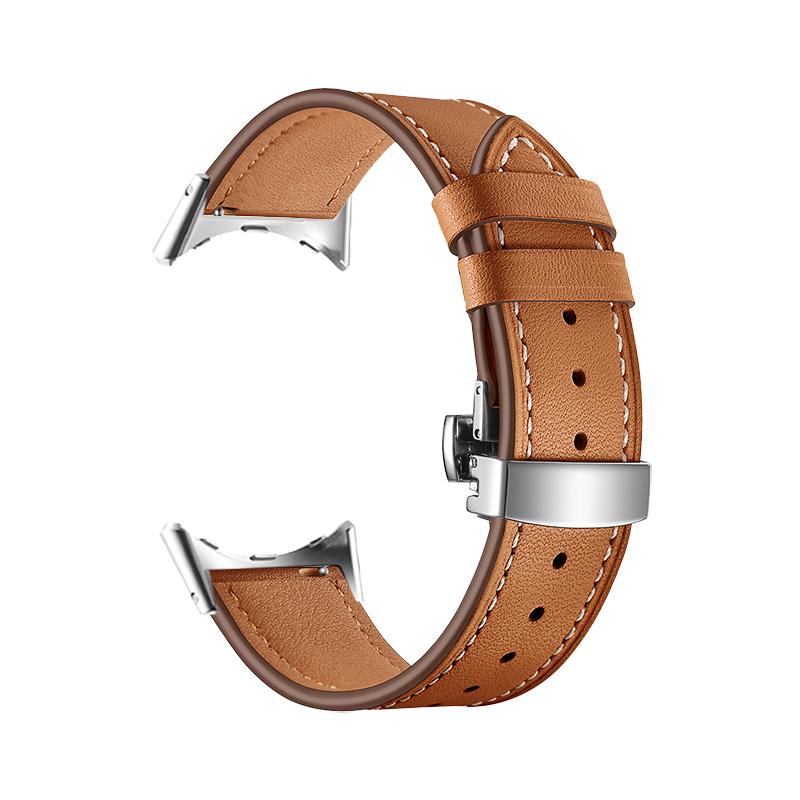 Кожаный ремешок с бабочкой для Google Pixel Watch Band Pixel Watch Ремешки для часов Браслет С адаптером (Серебристый/Черный/Розовое золото)