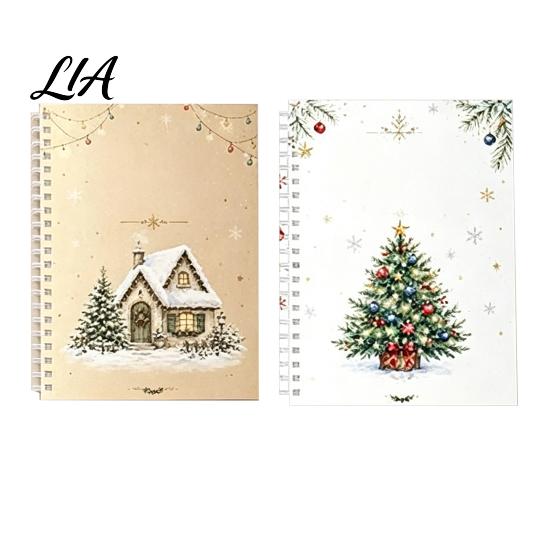 Holiday Card Collection Album Christmas Gift Book, 8x6 Inch Spiral Bound Keepsake Booklet, Organizer Holder Merry Greeting for Xmas Party Supplies