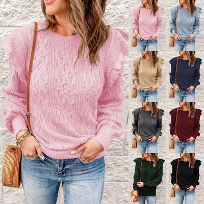 Женский и зимний толстый свитер однотонного цвета, свободный свитер с длинными рукавами