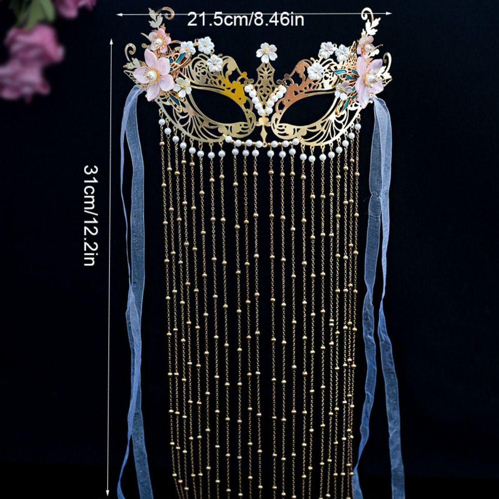 Pearls Anonymous Face Cover Chain Women Mysterious Veil Retro Wedding Mask  Gift