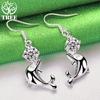 Noble 925 Sterling Silver Classic Zircon Dolphin Drop Earrings For Lady Charm Engagement Jewelry Accessories Fashion Party Gifts