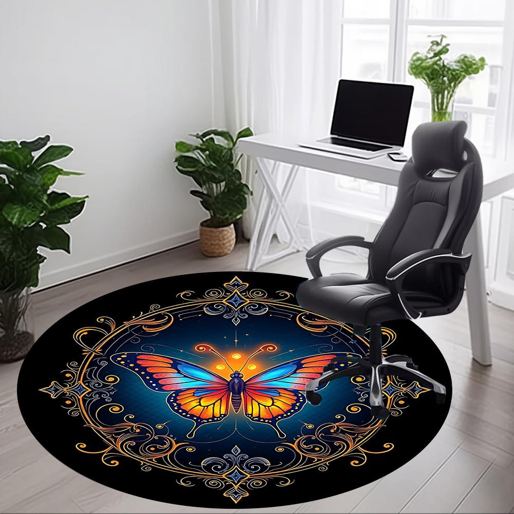 1pc Butterfly Mandala Chair Carpet for Office, Soft Flannel Throw Mat, Perfect for Office,Holiday Party Decoration Choice yy251113137