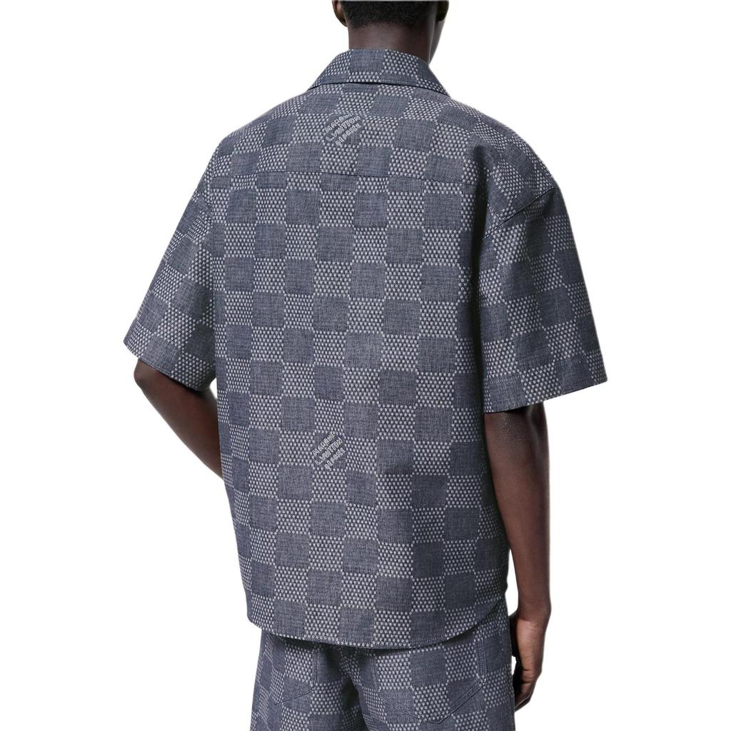 LOUIS VUITTON Damier Short-Sleeved Chambray Shirt 1AFXLP
