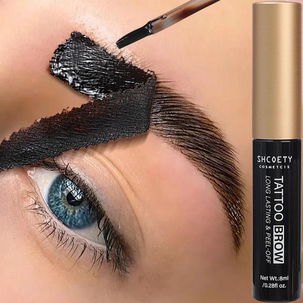 Waterproof Peel-off Eyebrow Gel Tint Semi Permanent Tearing Off Eyebrow Tattoo Enhancers Natural Lasting Dyeing Brow Cosmetics