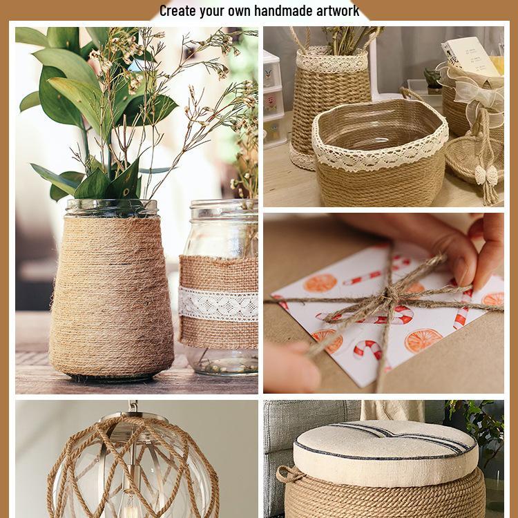 Джутовая веревка ручной работы для DIY: Толстая бечевка для когтеточек, настенного декора и обмотки водопроводных труб.