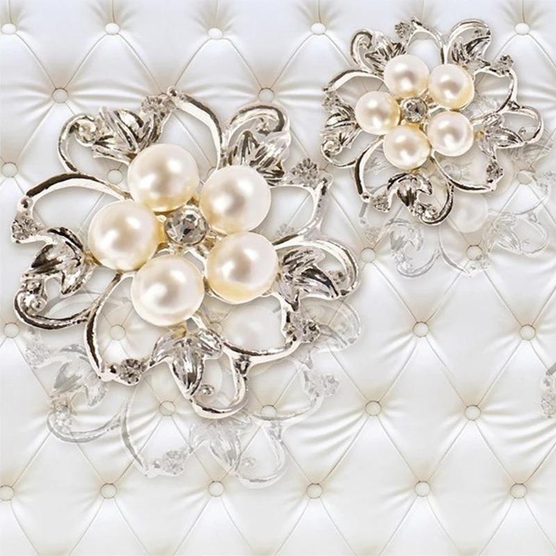 Европейский стиль настенные фрески мягкая упаковка стерео рельеф жемчужные цветы настенные фрески отель гостиная роскошные фотообои