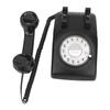 Retro Corded Telephone Rotating Dialing Support Redial Mechanical Ringtone Vintage Desktop Phone with Speaker Black