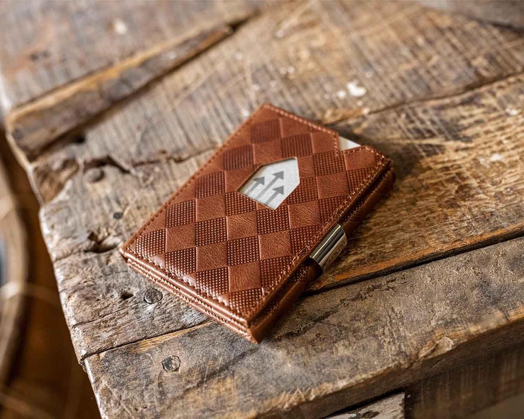 EXENTRI Eccentric Wallet EX024 Genuine Leather Trifold Wallet Mini Wallet RFID Blocking Compact Mini Wallet Cowhide Leather Small Wallet Men Women