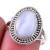 Natural Blue Lace Agate Gemstone 925 Solid Sterling Silver Jewelry Ring S.8 N0A56