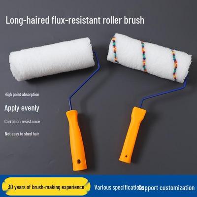 Длинношерстная, устойчивая к выпадению ворса роликовая кисть для латексных красок, с цветными полосками и чисто-белым покрытием