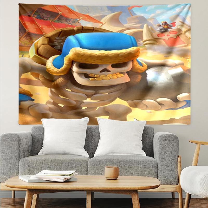 Гобелен с принтом Clash Royale, Фон, Легкая установка, Идеально подходит для спальни, офиса и гостиной, с эстетичным настенным декором.
