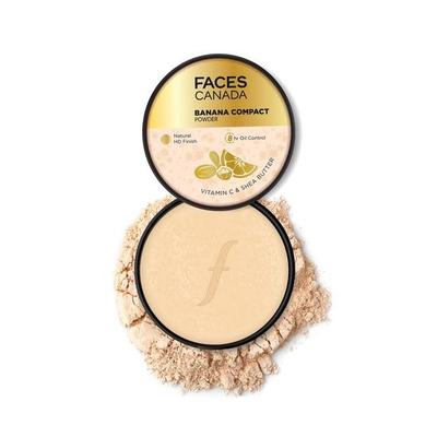 FACESCANADA Банановая компактная пудра для всех типов кожи 9 г | 8-часовой контроль жирности кожи | Гладкое матовое покрытие HD | Прозрачная пудра для макияжа