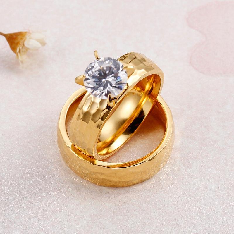 Wedding Ring Gold Steel Jewelry 316L Size 19 Eu19 Us09