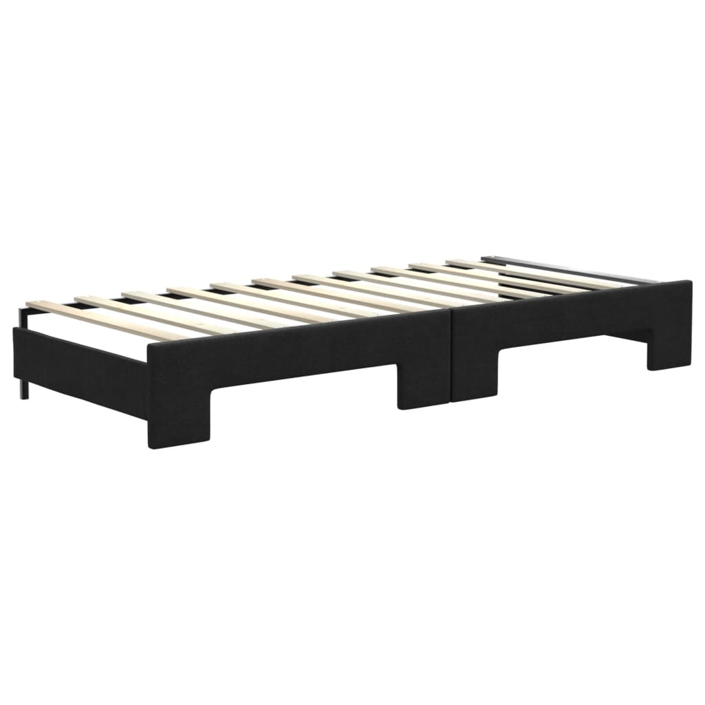 Extendable Daybed with Mattresses Black 80x200 cm Fabric