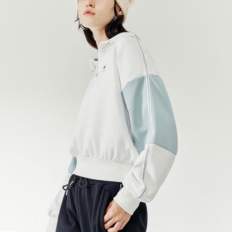 Fila Fusion Женская толстовка с цветовыми блоками и воротником-стойкой на молнии до середины груди Белая T11W043205FWT