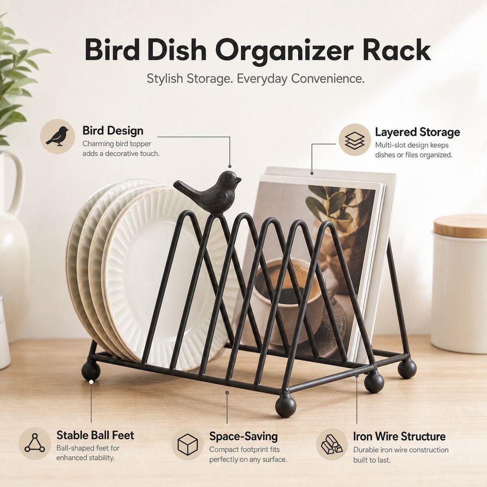 Iron Plate Rack Wire Construction Shelf Storage Portable Bird Dish Rack Kitchen Dish Organizer