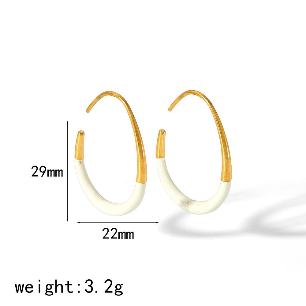 18k Gold Half Pack, Dripping Titanium Steel Earrings, Girls Earrings, Niche High-end Stainless Steel Earrings.