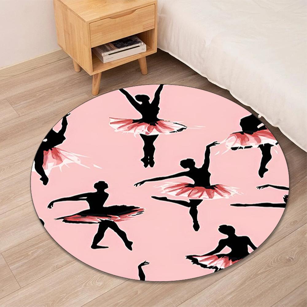 ballet Printed Round Rug Carpet Chair Rug Area Rug Entryway Doormats,for Office Chair Living Room Bedroom Kitchen Room.
