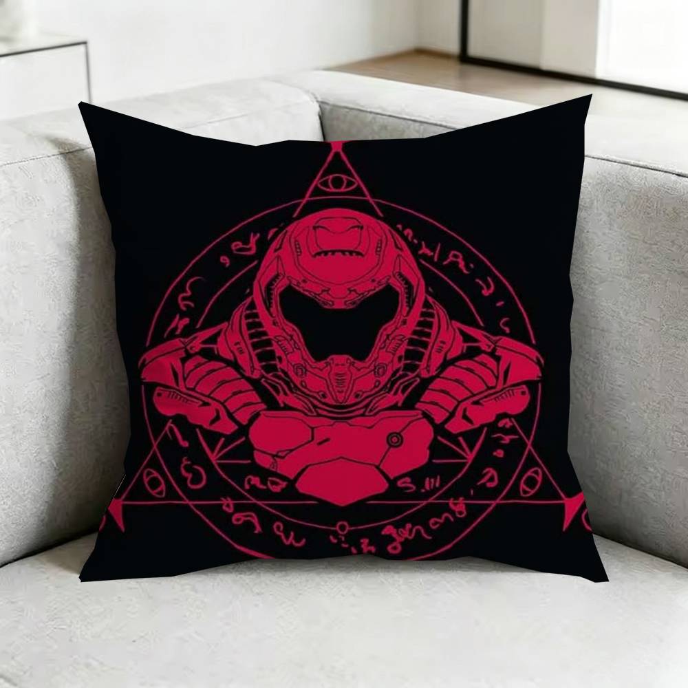 Game DDoomM Slayer  Square DoubleSided printed Pillow Case Bedroom Bedside Pillow Sofa Cushion Cover Gift