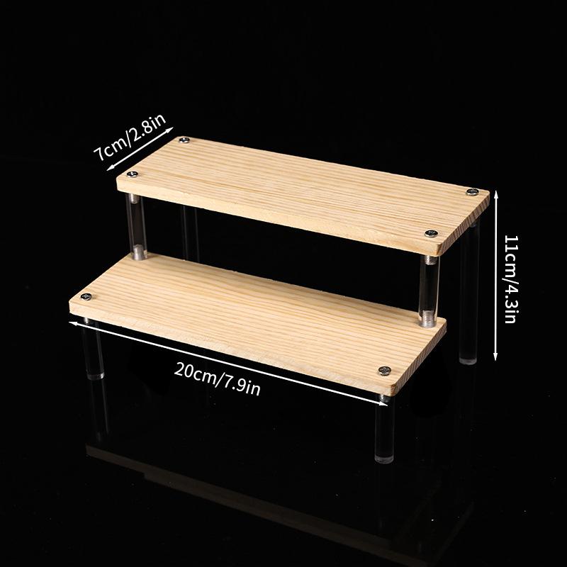 1-5 Tier Wood Acrylic Display Stand Cosmetic Organizer Display Riser Rack for Cupcake Perfume Doll Figure Shelf Home Storage