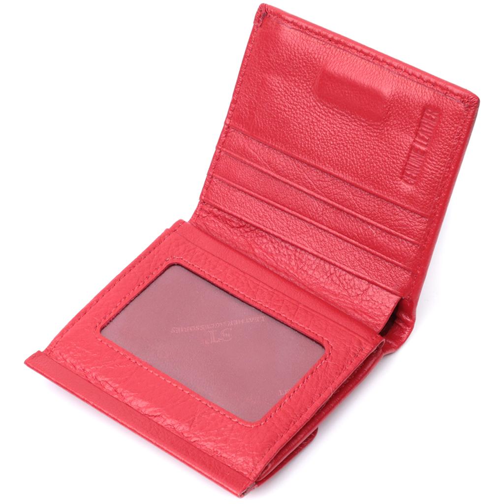 Medium Size Wallet for Women with Coin Pocket Outside Made of Genuine Leather ST Leather 22720 Red