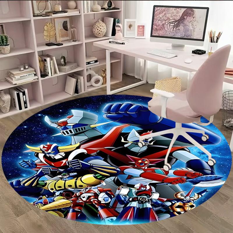 1pc UFO Robot Grendizer10 Print Round Carpet Chair Round Carpet Suitable for Bedroom Living Room Home Decorative Carpet