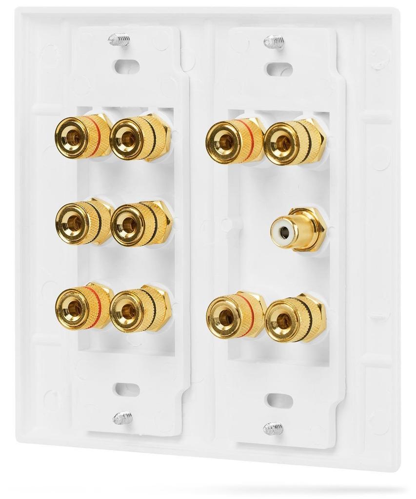 Fosmon Home Theater Wall Plate Banana Plug Binding Surround Post, 5.1