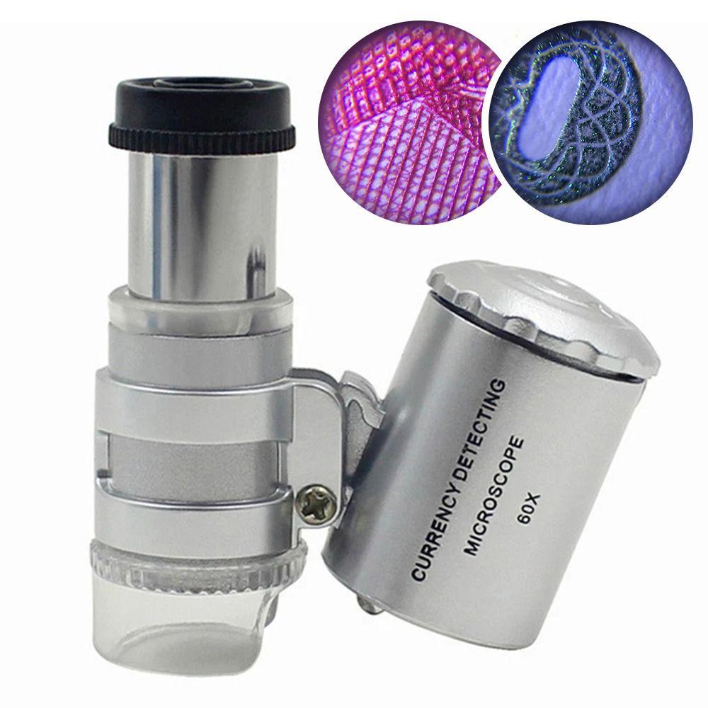 Portable Mini Pocket Handheld Illuminated Microscope Magnifying Glass 60X Jeweler Magnifier
