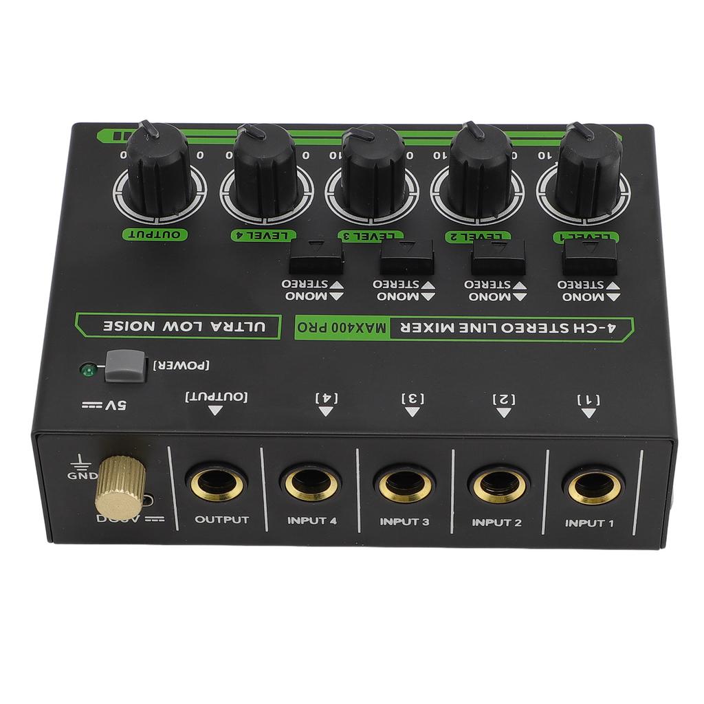 4-канальный микшер 6,35 мм 4 входа 1 выход Профессиональный компактный стерео микшер с RGB подсветкой для студии 