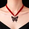 Бархатное готическое ожерелье: Кулон Скелет Бабочки, Звездное Небо Луна и Солнце
