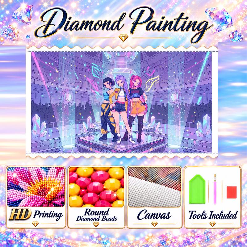 Kpop Demon Hunters 5D Diamond Painting Kit DIY Full Drill Diamond Art Home Wall Decor