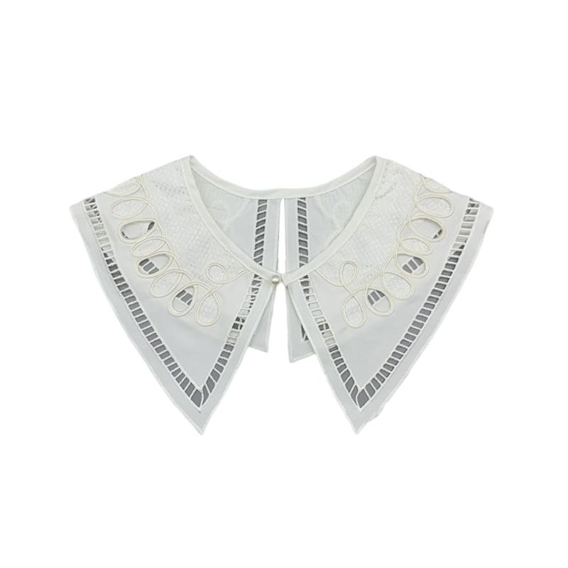 White False Collar Detachable Fake Collar Lace Hollow Out Trim Embroidery Neckline Removable Adults Kids Clothes Accessories