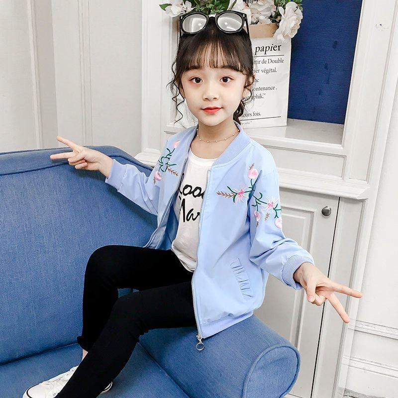 Spring Autumn Girl Jacket Outerwear Embroidery Coat Casual Style Kids Clothes Plus Size