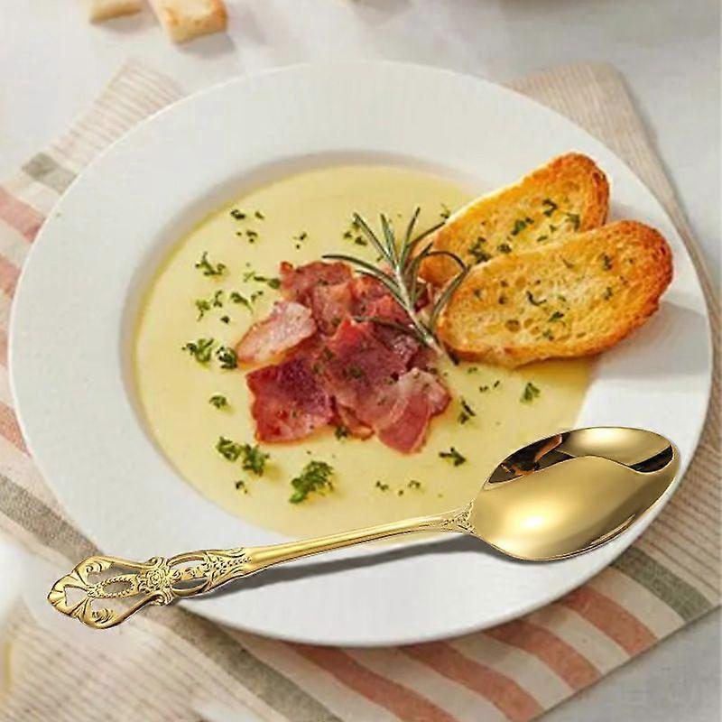 Royal Court 24-piece set ~ Colorful Royal Court stainless steel cutlery knife, fork and spoon 20/24/30 piece set retro embossed Western steak knife