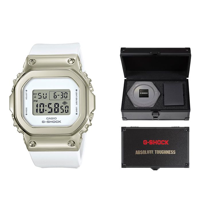 Casio Серия All Metal Цифровые часы с квадратным циферблатом Женские часы Белые GM-S5600G-7PR