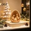 Home Soft Furnishing Accessories 3D Printed Egg?Shaped Nativity Scene Figurine, Holy Family Manger Religious Art for Window Display Decor,
