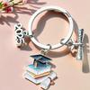 2025 Graduation Season Gift Memorial Significance Key Ring Engraved Alloy Creative Book Cap Keychain Unique Multi-Style