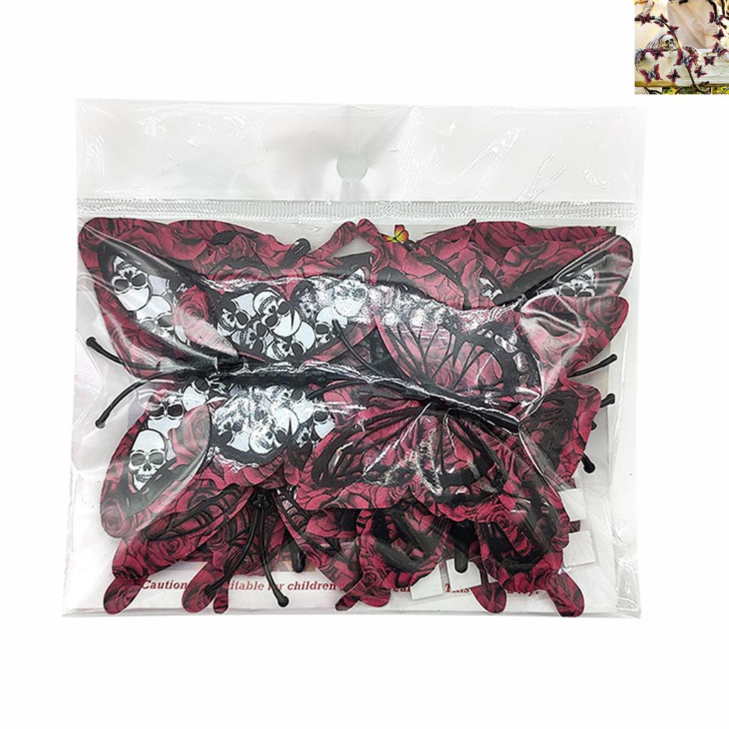 12 шт. Наклейки-бабочки на Хэллоуин Бабочки и Череп Готическое Настенное Искусство для Вечеринки на Хэллоуин и Дома