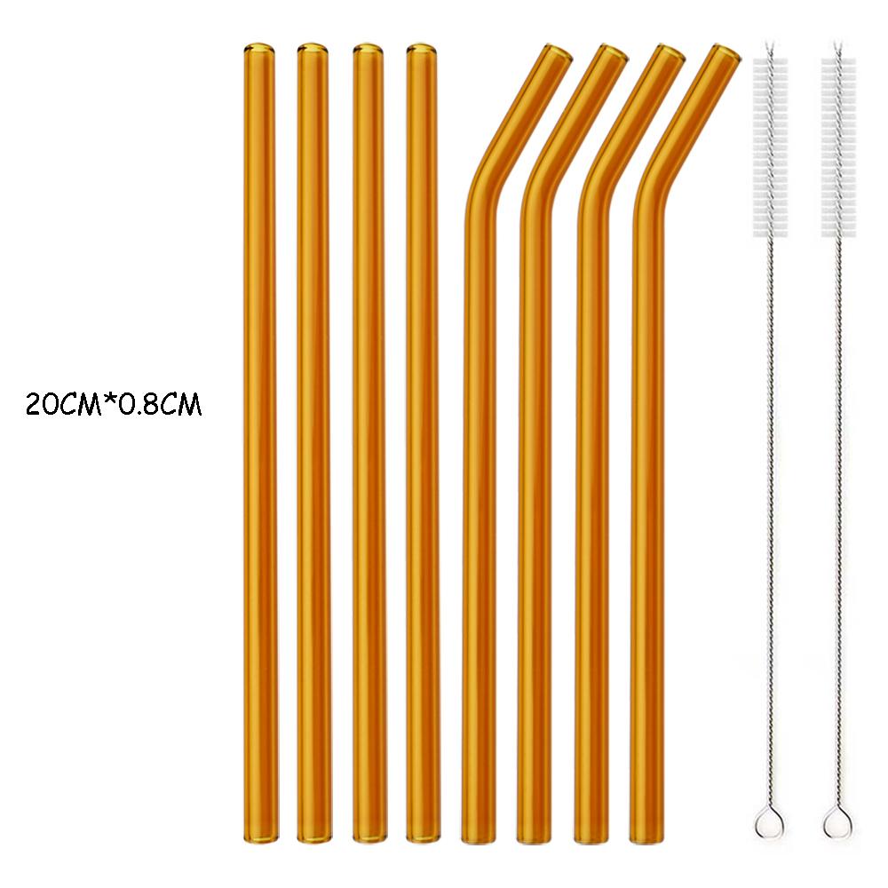 4/8 шт. набор соломинок из боросиликатного стекла, многоцветные многоразовые стеклянные экологически чистые соломинки для коктейлей, смузи