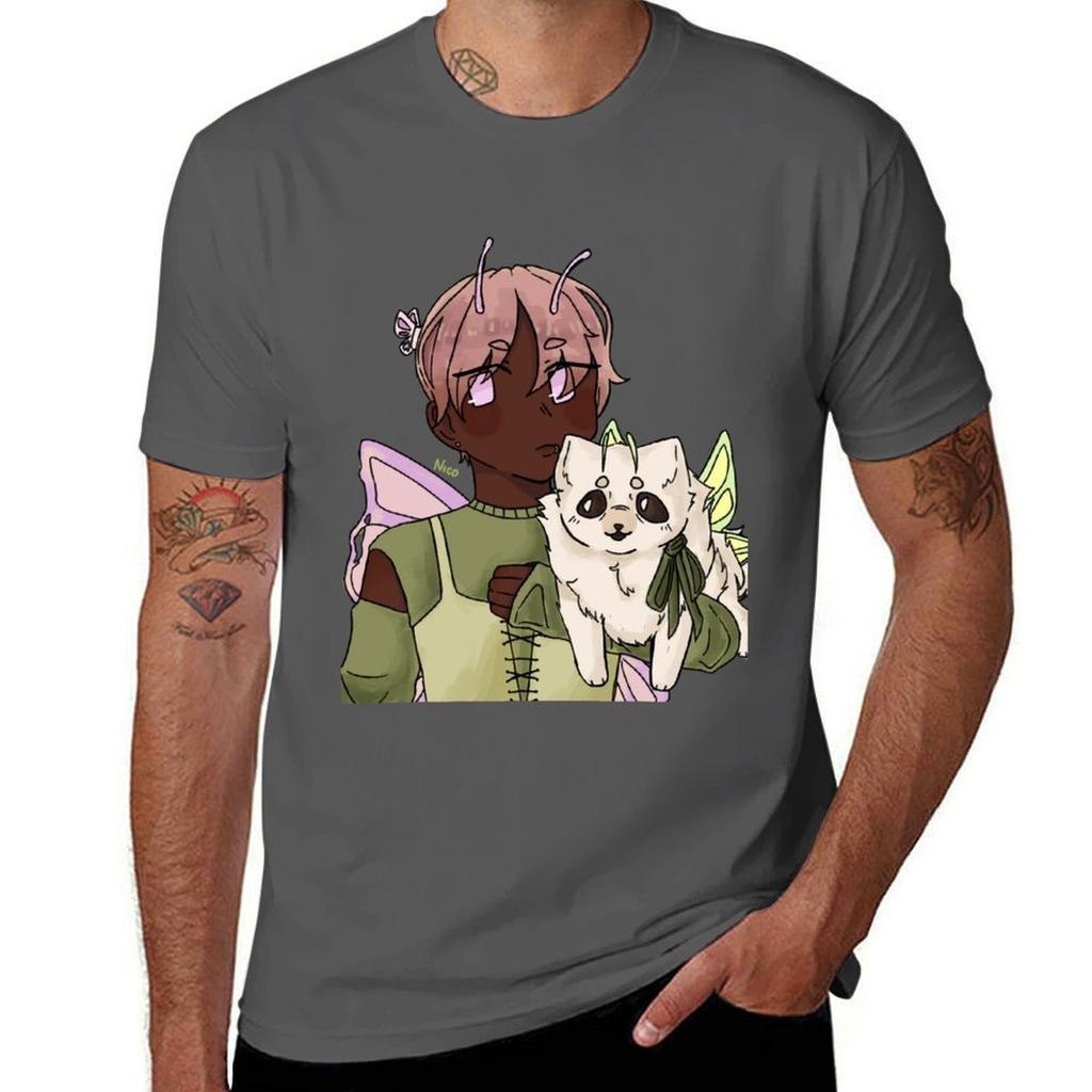 Fairy Girl And Pomeranian Tshirt Athletic Fit Sports Short Sleeve Top