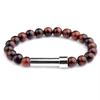 Stainless Steel Beaded Stretch Bracelet With Natural Stone Charms DIY Engraving Paper Insert Fashion Geometric Jewelry