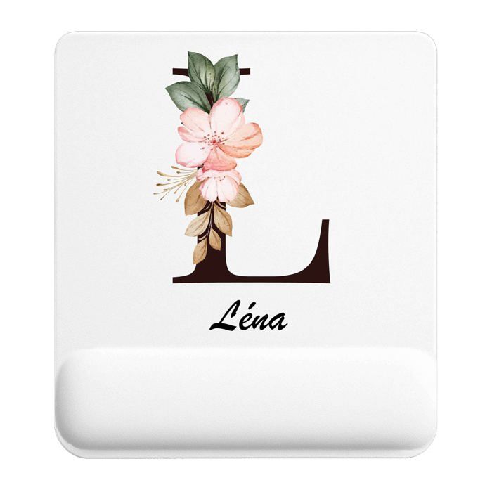 Tapis de souris - PLANETEE - Léna Lettre Fleur - 22 x 18 cm - Surface lisse antidérapante - Épaisseur 3 mm